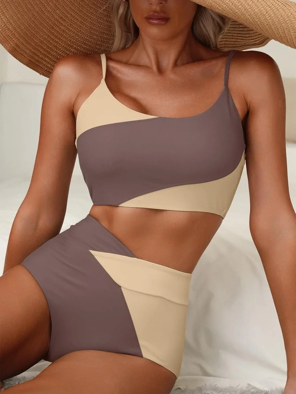 2 Piece High Waisted Bikini Sets Color Block Popular M  1403/bb7-2